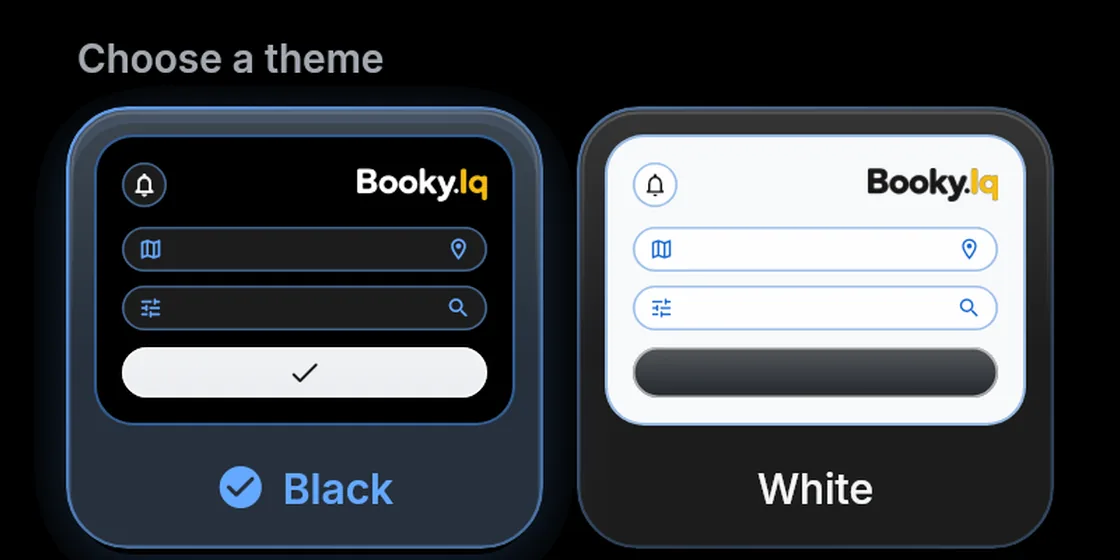 Choose a theme: Black selected, with Black and White previews.